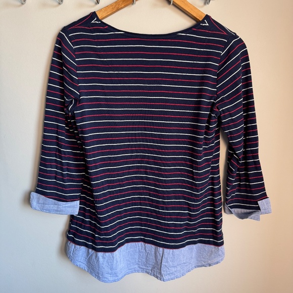Buffalo David Bitton Womens Faux Layered Long Sleeve Knit Top Striped Medium Y2K - Picture 6 of 13